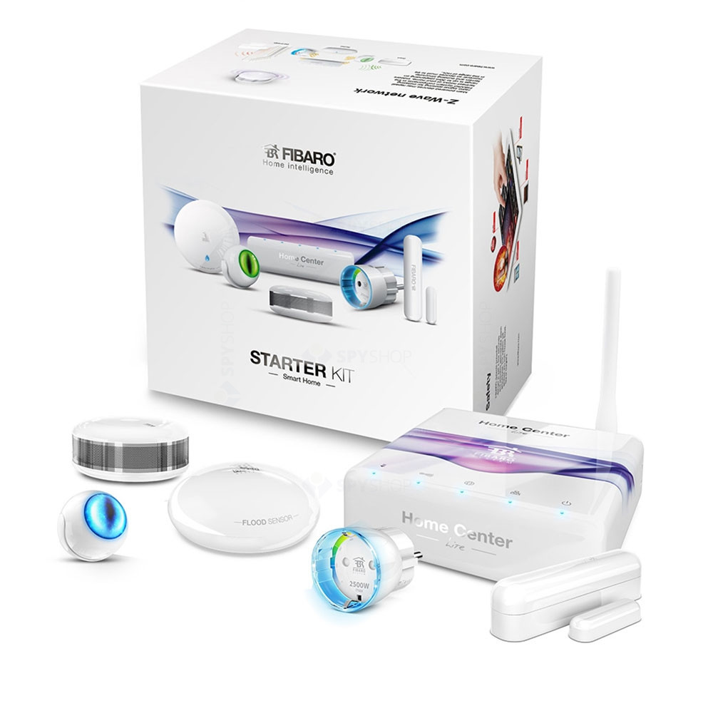sistem de alarma smart home fibaro starter kit eu senzor miscare fum inundatie